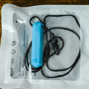 blue textured prism chew inside the bag packaging