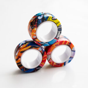 colorful graffiti pattern on 3 magnetic rings