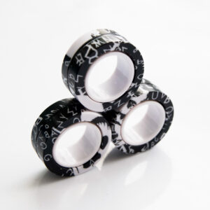 3 black and white graffiti pattern magnetic rings