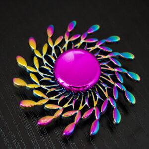 rainbow gradient spinner shaped like it's blowing in the wind